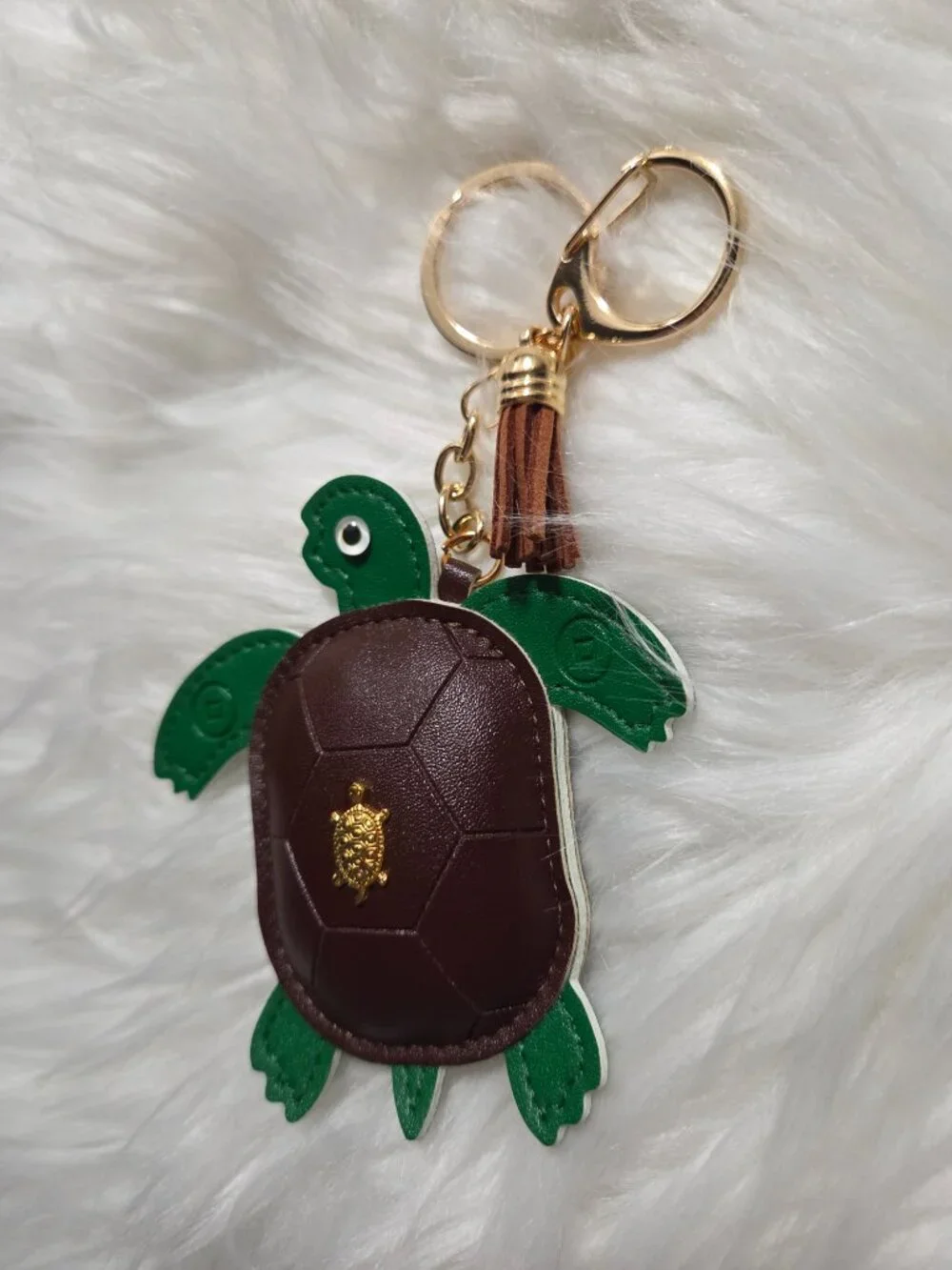 Faux Leather Turtle Keychain